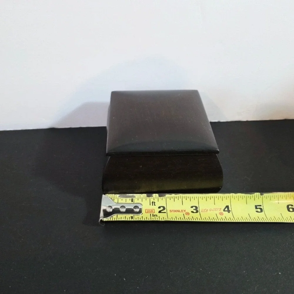 Vintage Ebonized‎ Walnut Wood Trinket Box Keepsake Jewelry Storage Signed